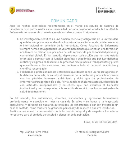 Comunicado Facultad De Enfermería – Facultad De Enfermería